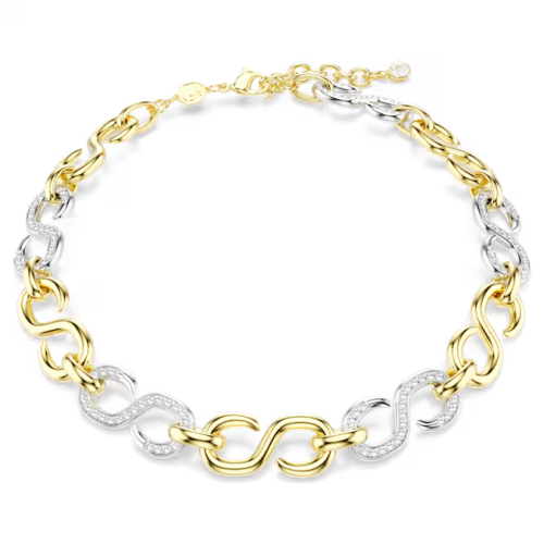 Dextera necklace Round cut, Chain, White, Mixed metal finish