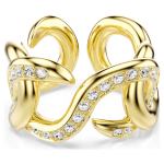 Dextera open ring Round cut, White, Gold-tone plated
