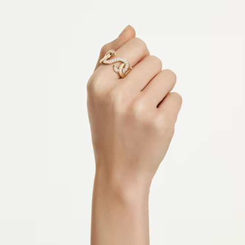 Dextera open ring Round cut, White, Gold-tone plated