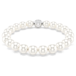 Matrix bracelet Crystal pearl, White, Rhodium plated