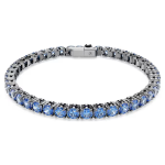 Matrix Tennis bracelet Round cut, Blue, Ruthenium plated