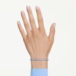 Matrix Tennis bracelet Round cut, Blue, Ruthenium plated
