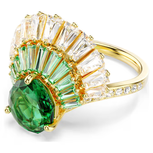 Idyllia ring Mixed cuts, Shell, Green, Gold-tone plated