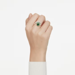 Idyllia ring Mixed cuts, Shell, Green, Gold-tone plated