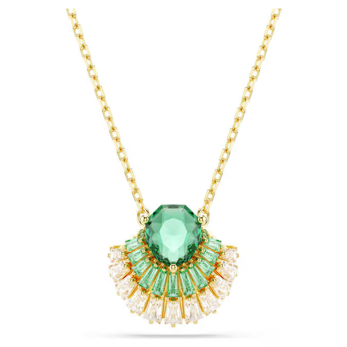 Idyllia pendant Mixed cuts, Shell, Green, Gold-tone plated