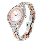 Crystalline aura watch Swiss Made, Metal bracelet, Rose gold tone, Mixed metal finish