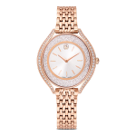 Crystalline aura watch, Swiss Made, Metal bracelet, Rose gold tone, Rose gold-tone finish