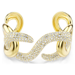 Dextera cuff Round cut, White, Gold-tone plated