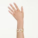 Dextera cuff Round cut, White, Gold-tone plated