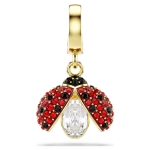 Idyllia charm Mixed cuts, Ladybug, Red, Gold-tone plated