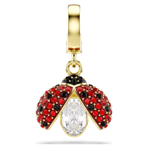 Idyllia charm Mixed cuts, Ladybug, Red, Gold-tone plated