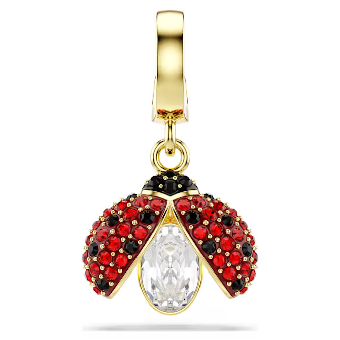 Idyllia charm Mixed cuts, Ladybug, Red, Gold-tone plated