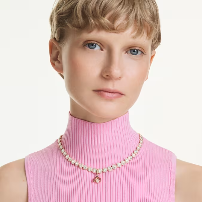 Idyllia charm Mixed cuts, Ladybug, Red, Gold-tone plated