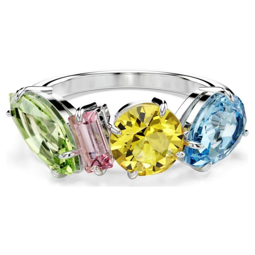 Gema cocktail ring Mixed cuts, Multicolored, Rhodium plated