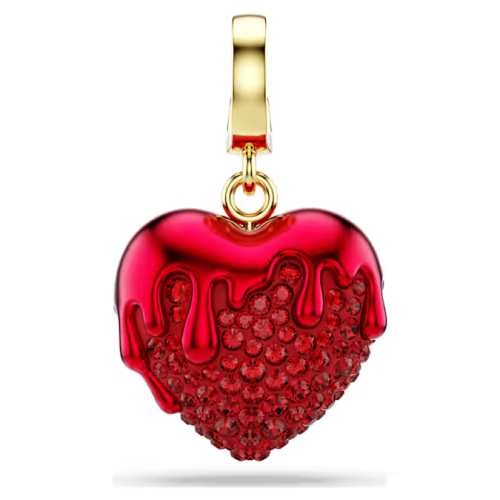 Idyllia charm Round cut, Heart, Red, Gold-tone plated