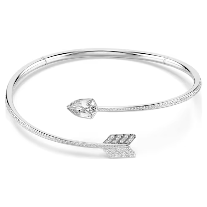 Idyllia choker Mixed cuts, Arrow, White, Rhodium plated