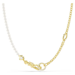 Idyllia necklace Crystal pearl, White, Gold-tone plated
