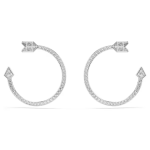 Idyllia hoop earrings Mixed cuts, Arrow, White, Rhodium plated