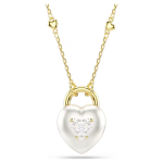 Idyllia pendant Mixed cuts, Heart, White, Gold-tone plated