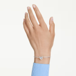 Symbolica bangle Round cut, Pavé, Horse shoe, Blue, Rhodium plated