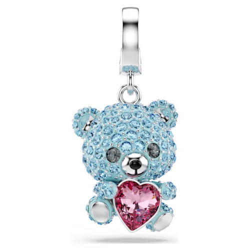 Idyllia charm Mixed cuts, Teddy, Blue, Rhodium plated