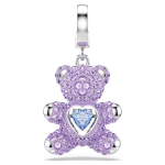 Idyllia charm Mixed cuts, Teddy, Purple, Rhodium plated