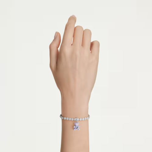 Idyllia charm Mixed cuts, Teddy, Purple, Rhodium plated