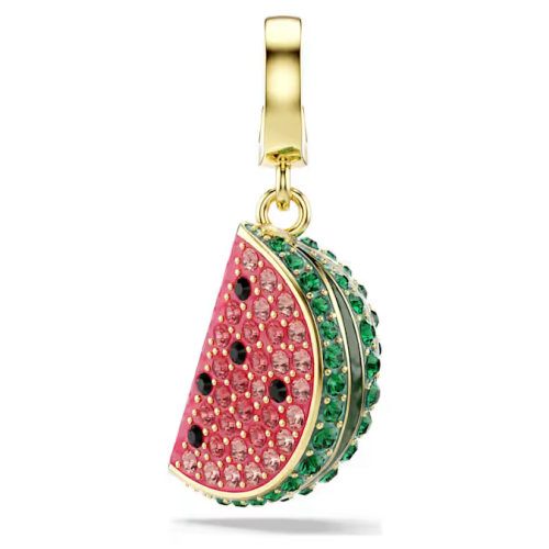 Idyllia charm Mixed cuts, Watermelon, Multicolored, Gold-tone plated