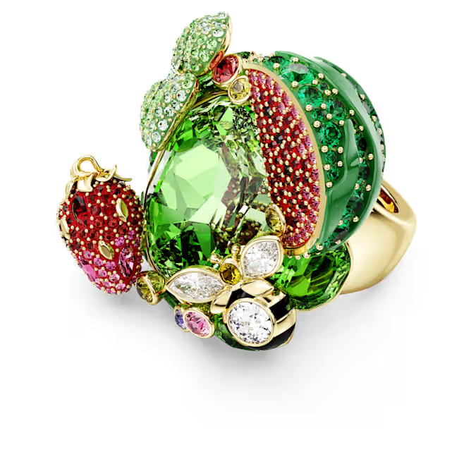 Idyllia motif ring Multicolored, Gold-tone plated