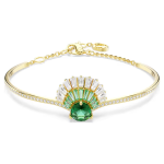 Idyllia bangle Mixed cuts, Shell, Green, Gold-tone plated