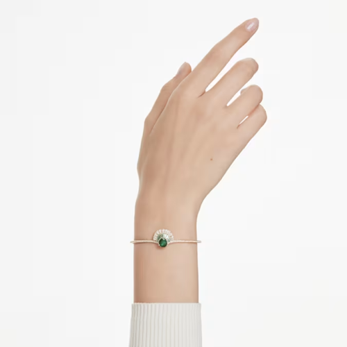 Idyllia bangle Mixed cuts, Shell, Green, Gold-tone plated