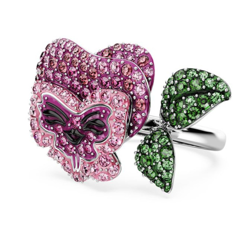 Alice in Wonderland cocktail ring Flower, Multicolored, Rhodium plated