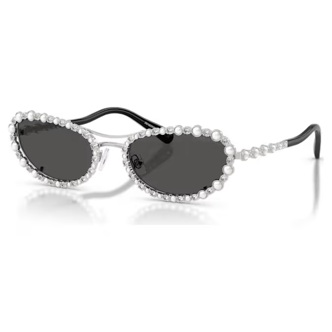 Sunglasses Oval shape, 2 in 1 clip-on, SK7044, Silver tone