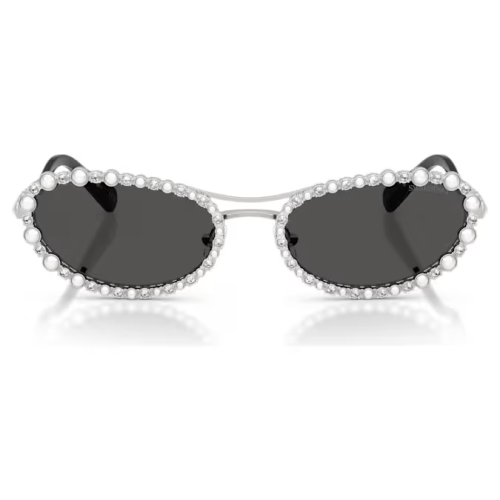 Sunglasses Oval shape, 2 in 1 clip-on, SK7044, Silver tone
