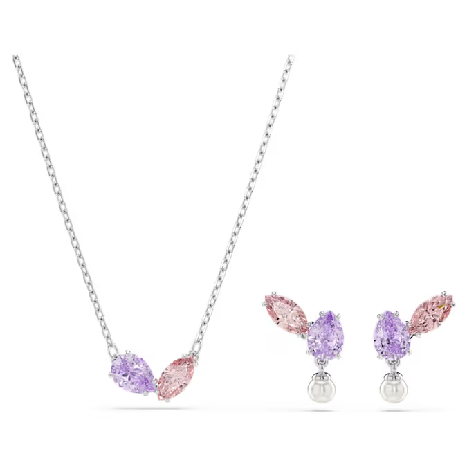 Ariana Grande x Swarovski set, Mixed cuts, Multicolored, Rhodium plated