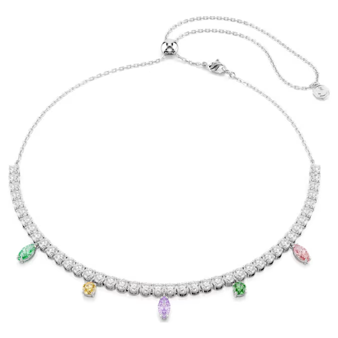 Ariana Grande x Swarovski Tennis necklace, Mixed cuts, Multicolored, Rhodium plated