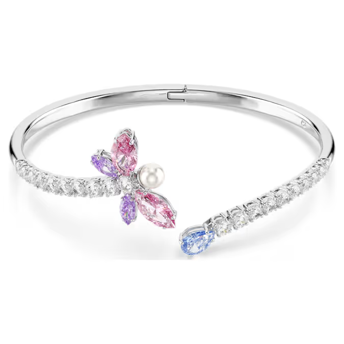 Ariana Grande x Swarovski bangle, Mixed cuts, Dragonfly, Multicolored, Rhodium plated