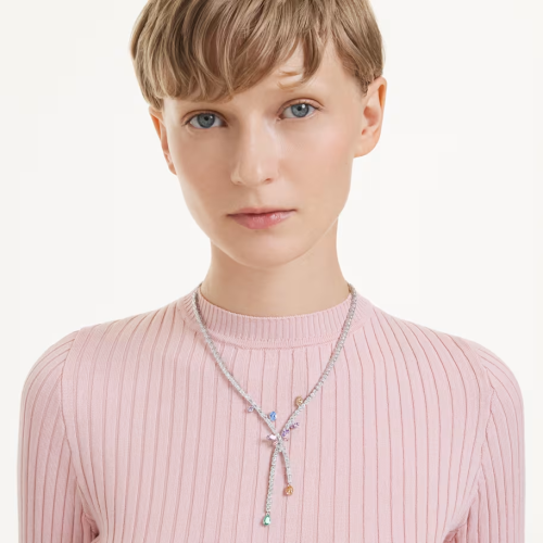 Ariana Grande x Swarovski necklace, Mixed cuts, Dragonfly, Multicolored, Rhodium plated