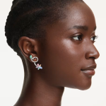 Ariana Grande x Swarovski drop earrings with ear jacket, Mixed cuts, Dragonfly, Flower, Multicolored, Rhodium plated