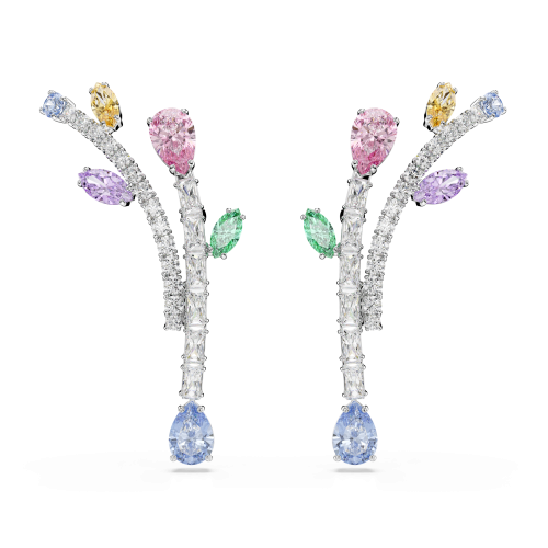 Ariana Grande x Swarovski drop earrings, Mixed cuts, Multicolored, Rhodium plated