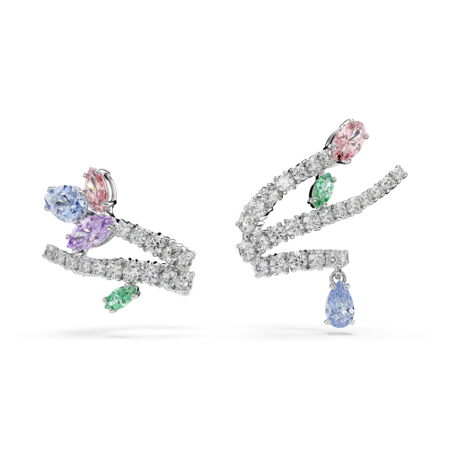 Ariana Grande x Swarovski ear cuffs, Mixed cuts, Multicolored, Rhodium plated