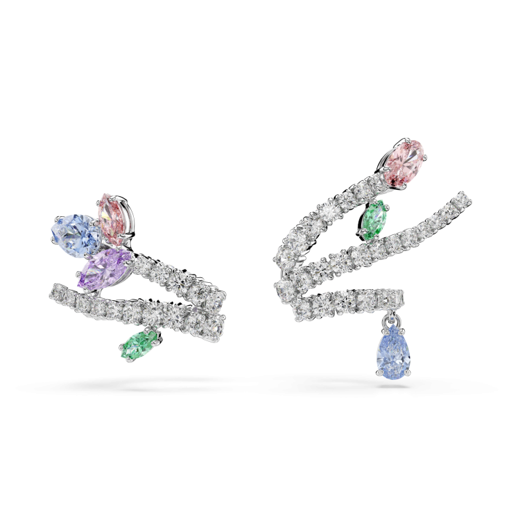 Ariana Grande x Swarovski ear cuffs, Mixed cuts, Multicolored, Rhodium plated