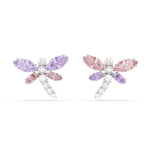 Ariana Grande x Swarovski stud earrings, Mixed cuts, Dragonfly, Multicolored, Rhodium plated