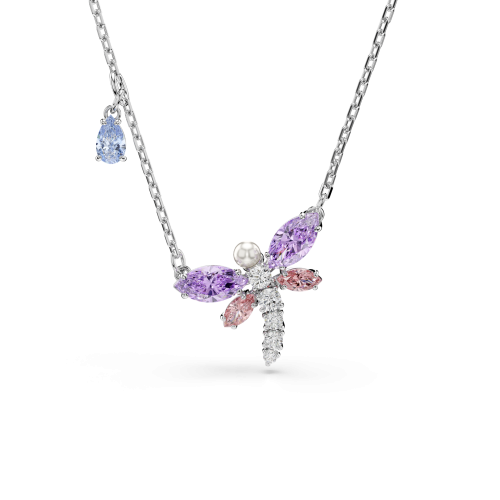 Ariana Grande x Swarovski pendant, Mixed cuts, Dragonfly, Multicolored, Rhodium plated