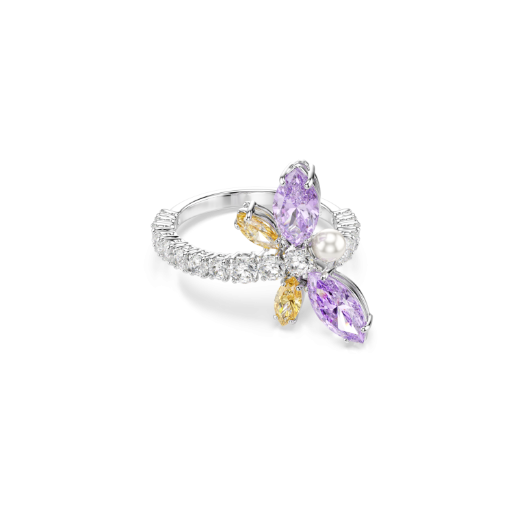 Ariana Grande x Swarovski motif ring, Mixed cuts, Dragonfly, Multicolored, Rhodium plated