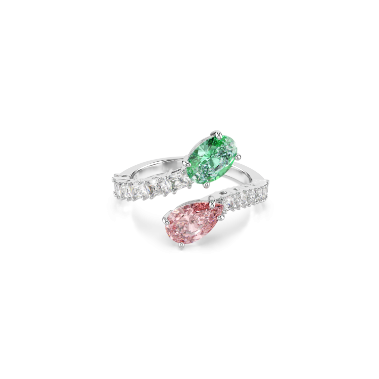 Ariana Grande x Swarovski open ring, Mixed cuts, Multicolored, Rhodium plated
