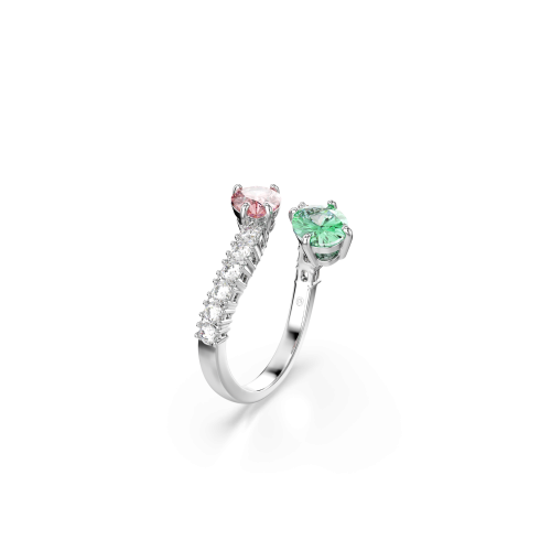 Ariana Grande x Swarovski open ring, Mixed cuts, Multicolored, Rhodium plated