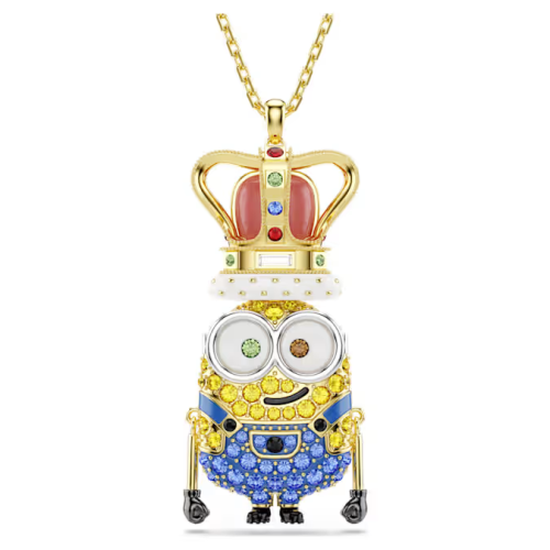 Minions King Bob pendant Pavé, Multicolored, Gold-tone plated