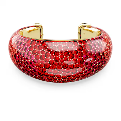 Idyllia cuff Red, Gold-tone plated