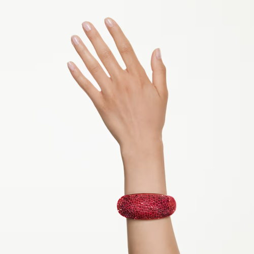 Idyllia cuff Red, Gold-tone plated